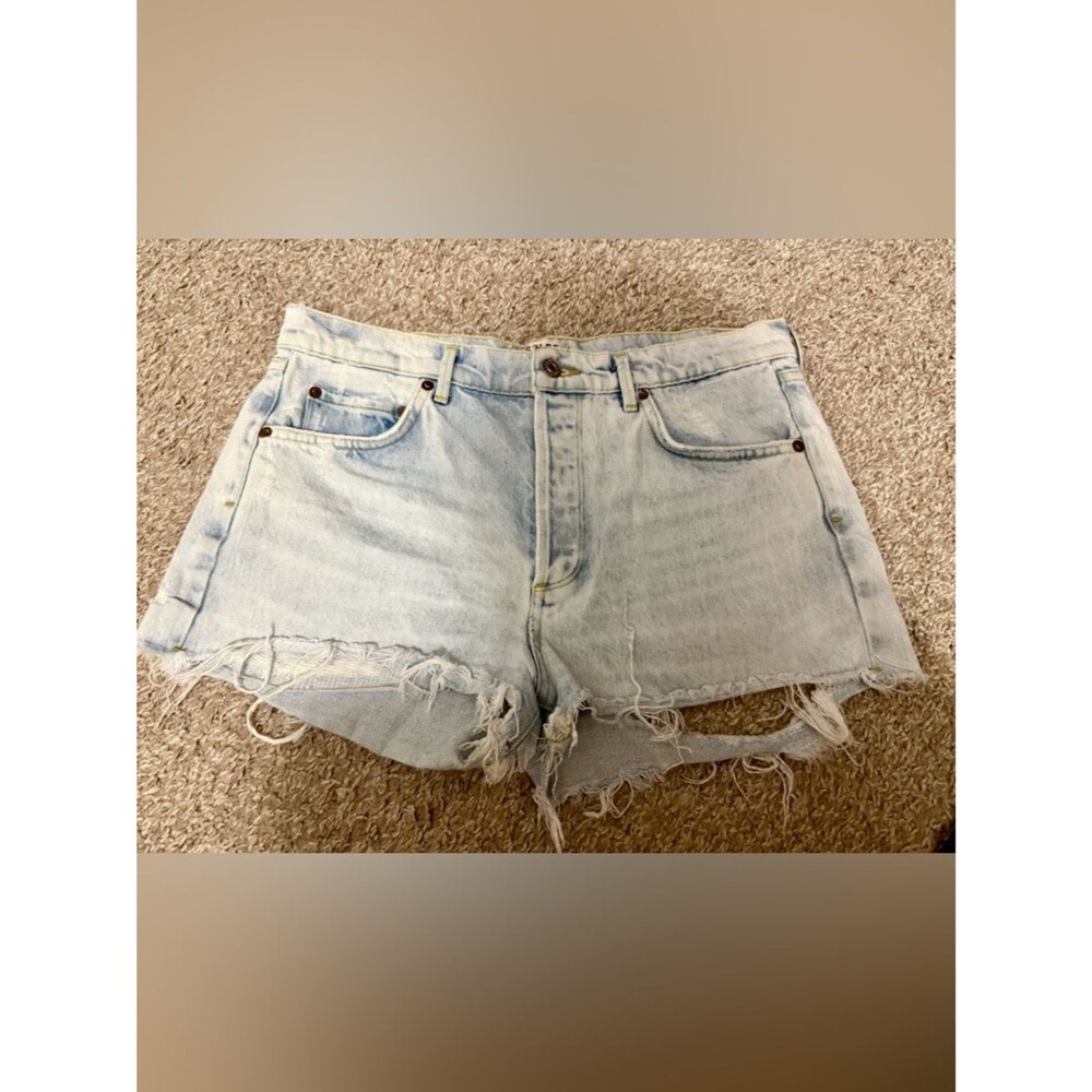 Agolde Light Wash High Rise Denim Shorts Frayed Hem Vintage Style Women’s 30